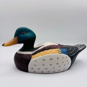 Hand-Painted Porcelain Mallard Duck Decoy Woodland Decor